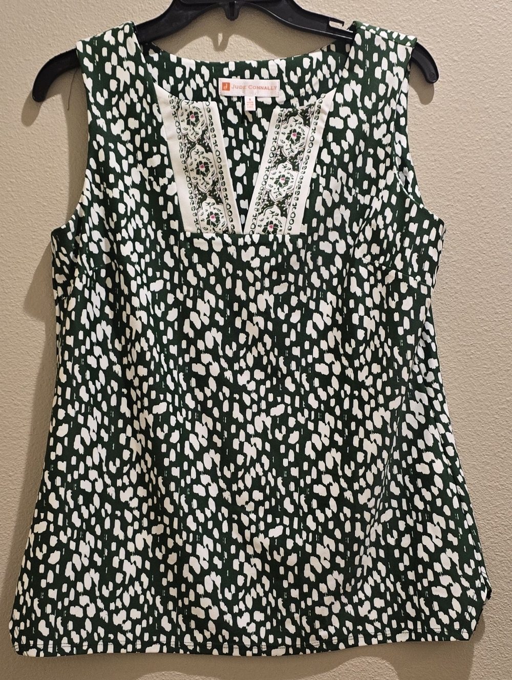 NWOT Jude Connally Women's Alexa Green & White Sleeveless Top Size S